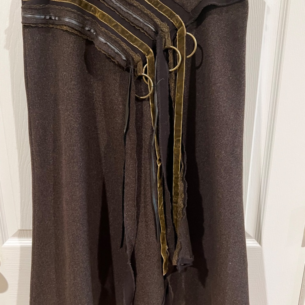 MIDI SKIRT - Embellished Waistline Faux Wrap - NEW